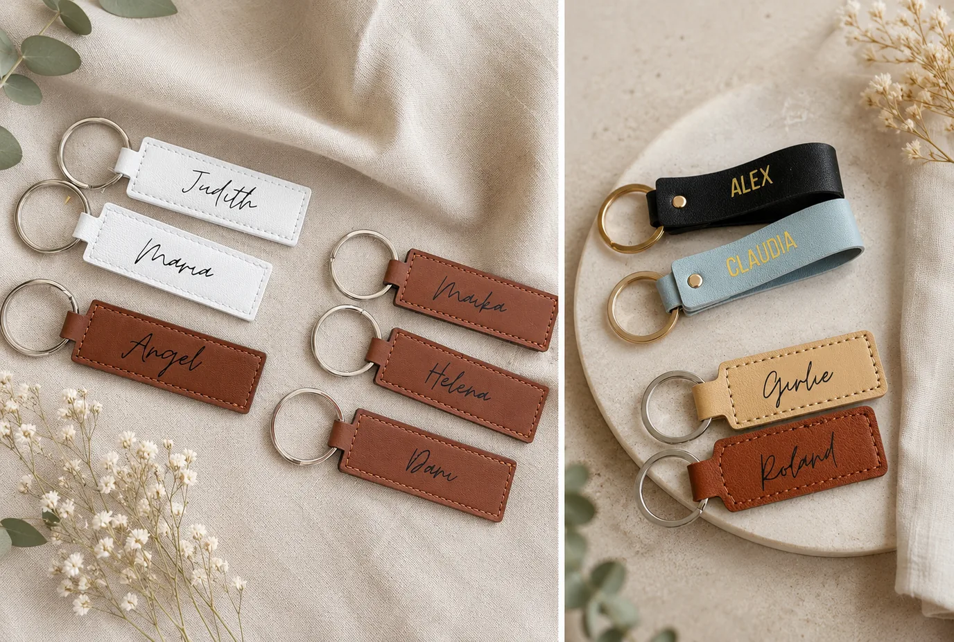 Llaveros y etiquetas de viaje personalizados como regalo para invitados de boda